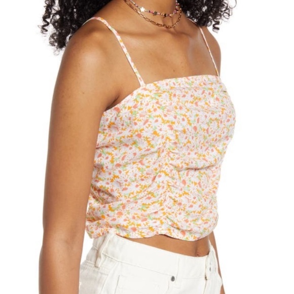 BP. by Nordstrom ruched floral cropped camisole top - Picture 2 of 10